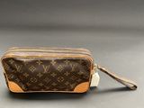 louis vuittou toilet bag in brown and tan