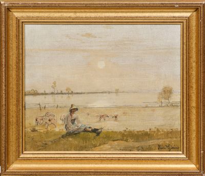 une image représentant un tableau où l'on voit une femme assise dans un champ