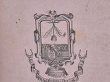 an old book with a picture of a man in a chair on it
