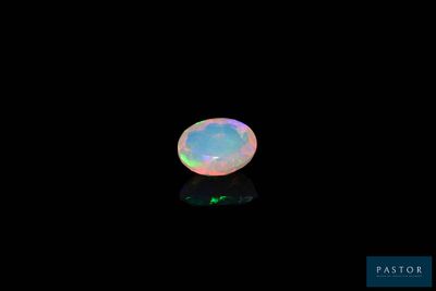 a white oplite in a black background