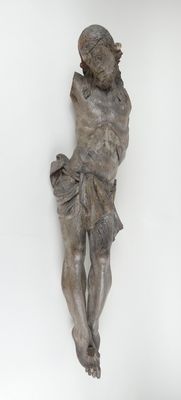Religieux: Important Christ de Calvaire en bois sculpté (acc…