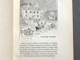 an open book with a picture of a horse drawn carriage