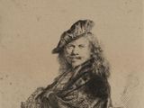 an old drawing of a man in a fur coat and hat