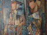 tableau représentant deux femmes se regardant l'une l'autre devant un miroir