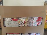 a large cardboard box with a lot of packages on it