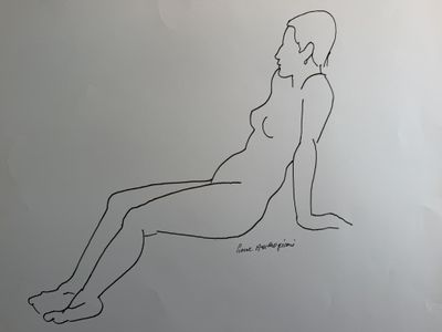 Pierre AMBROGIANI (1907-1985). "Nu féminin assis". Dessin au…