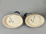 pair of antique blue and white pottery vases