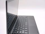 a black laptop with a clear screen sitting on a white surface