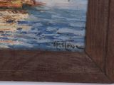 a picture of a painting of a boat on the water