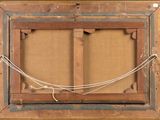 an old picture of a window with a rope hanging from it ' s side