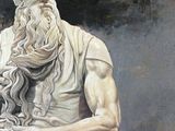 a painting of a statue of a man with a long beard