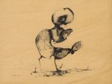 drawing of a duck with a hat on its head standing on its hind legs