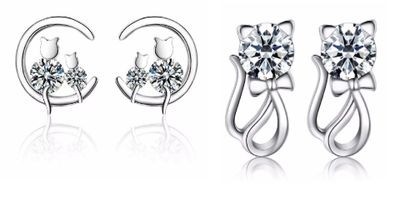 trois paires de boucles d'oreilles ornées d'un motif de cœur et de fleur