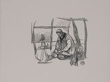 an image of a drawing of a man and a woman sitting on a bed
