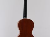 a close up of a guitar hanging on a wall