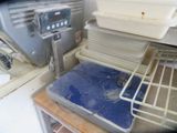 an image of a kitchen with a blue counter top