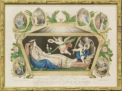 tableau représentant une crèche avec des anges, encadré