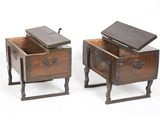 pair of antique wooden chests with drawers on stands