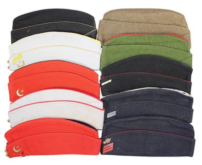 six different colors of hats stacked on top of each other