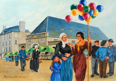 Jean THEZELOUP (1885-1968) "La Place Milon en 1900" - Photo 1