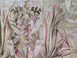 a picture of a painting of flowers and plants on a wall