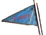 a blue pennant with the word ce hare written on it