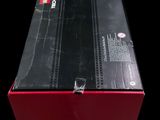 a red box that is open on a black background