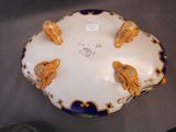 a plate with a blue and yellow design on it