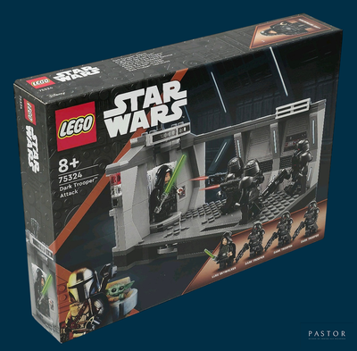 a box of lego star wars sets on a blue background