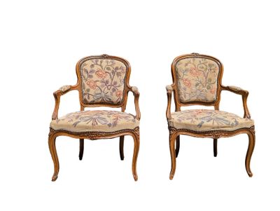 pair of louis xv style armchairs