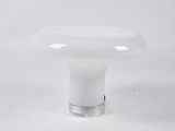 white glass table lamp with a clear base on a white background