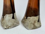 two vases that are sitting on a white surface