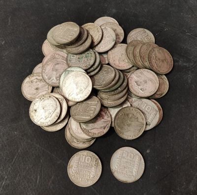 57 pièces de 10 francs Turin argent, 1929 (X5), 1930 (X5), 1… - Photo 1