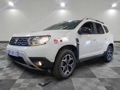 a picture of a white dacia parked on a checkered floor