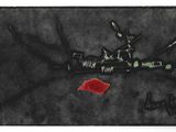 une image représentant un couteau et une rose rouge dessinés sur fond noir