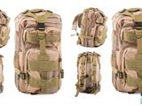 quatre vues différentes d'un sac à dos doté de plusieurs compartiments et sangles