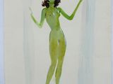une image d'un tableau représentant une femme debout devant une fenêtre