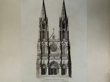 un dessin représentant une cathédrale sur laquelle figure une horloge