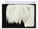 an image of a drawing of a woman ' s face on a black background