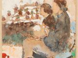 une image représentant un tableau où l'on voit une femme assise à une table devant une fenêtre