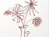 a drawing of a vase with flowers in it