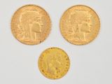 trois souverains d'or datant de l'époque de l'Empire britannique