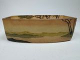 a picture of a bowl with a landscape painted on it