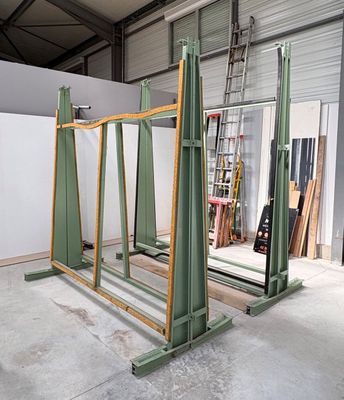 2 portants "vitrage" fixe en métal vert pour atelier uniquem…