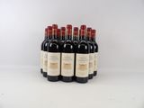 six bouteilles de vin rouge alignées