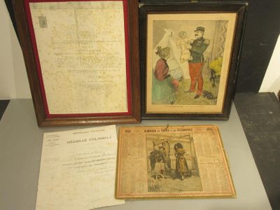 Lot D'Encadrements, Documents Militaires, Gravure, Cal…