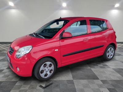 a picture of a red car parked in a garage