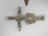 pair of antique silver plated arrow and spear brooches