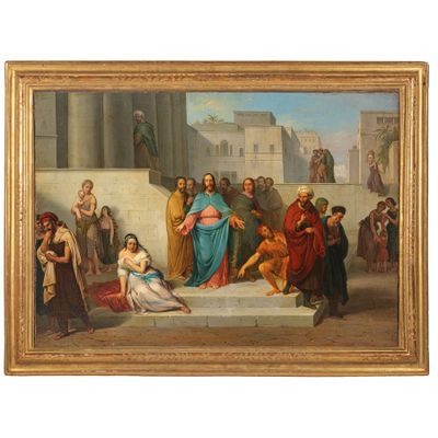 PEINTRE DU 19ÈME SIÈCLE Le Christ et la femme adultère