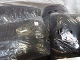 two bags of luggage that are wrapped up and ready to be shipped